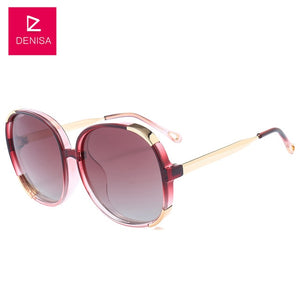 DENISA Classic Men Polarized Sunglasses Women Men Driving Sun Glasses Round Brown Red Lens UV400 zonnebril dames 6588