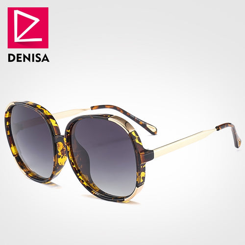 DENISA Classic Men Polarized Sunglasses Women Men Driving Sun Glasses Round Brown Red Lens UV400 zonnebril dames 6588