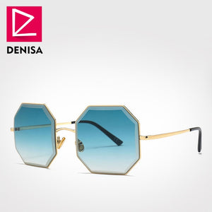 DENISA Brand Vintage Octagon Sunglasses Men Women Red Glasses Retro Polygone Sun Glasses Women UV400 gafas de sol mujer G18937