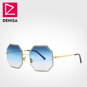 DENISA Brand Vintage Octagon Sunglasses Men Women Red Glasses Retro Polygone Sun Glasses Women UV400 gafas de sol mujer G18937