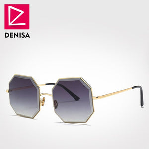 DENISA Brand Vintage Octagon Sunglasses Men Women Red Glasses Retro Polygone Sun Glasses Women UV400 gafas de sol mujer G18937