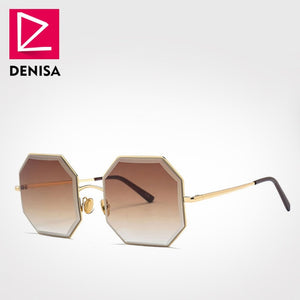 DENISA Brand Vintage Octagon Sunglasses Men Women Red Glasses Retro Polygone Sun Glasses Women UV400 gafas de sol mujer G18937