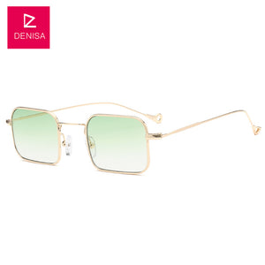 DENISA New Fashion Sunglasses Women Men Metal Frame Rectangle Lens Sun Glasses UV400 Female Male Retro Eyewear G770