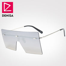 Load image into Gallery viewer, DENISA Shield Oversized Sunglasses Women Men Trendy Glasses Vintage Square Rimless Sun Glasses UV400 lunette soleil homme G18076