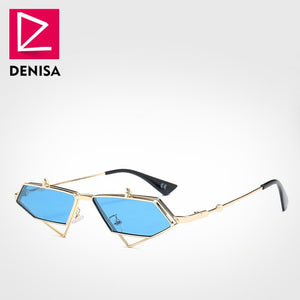 DENISA Famous Luxury Brand Steampunk Sunglasses Men Vintage Irregular Red Lens Sun Glasses Women UV400 gafas de sol mujer G23019