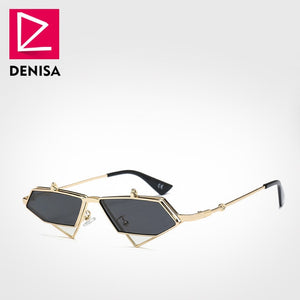 DENISA Famous Luxury Brand Steampunk Sunglasses Men Vintage Irregular Red Lens Sun Glasses Women UV400 gafas de sol mujer G23019