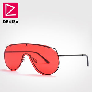 DENISA Retro One Piece Shield Sunglasses Men 2019 Fashion Trendy Rimless Oversized Sun Glasses For Women UV400 zonnebril G22076